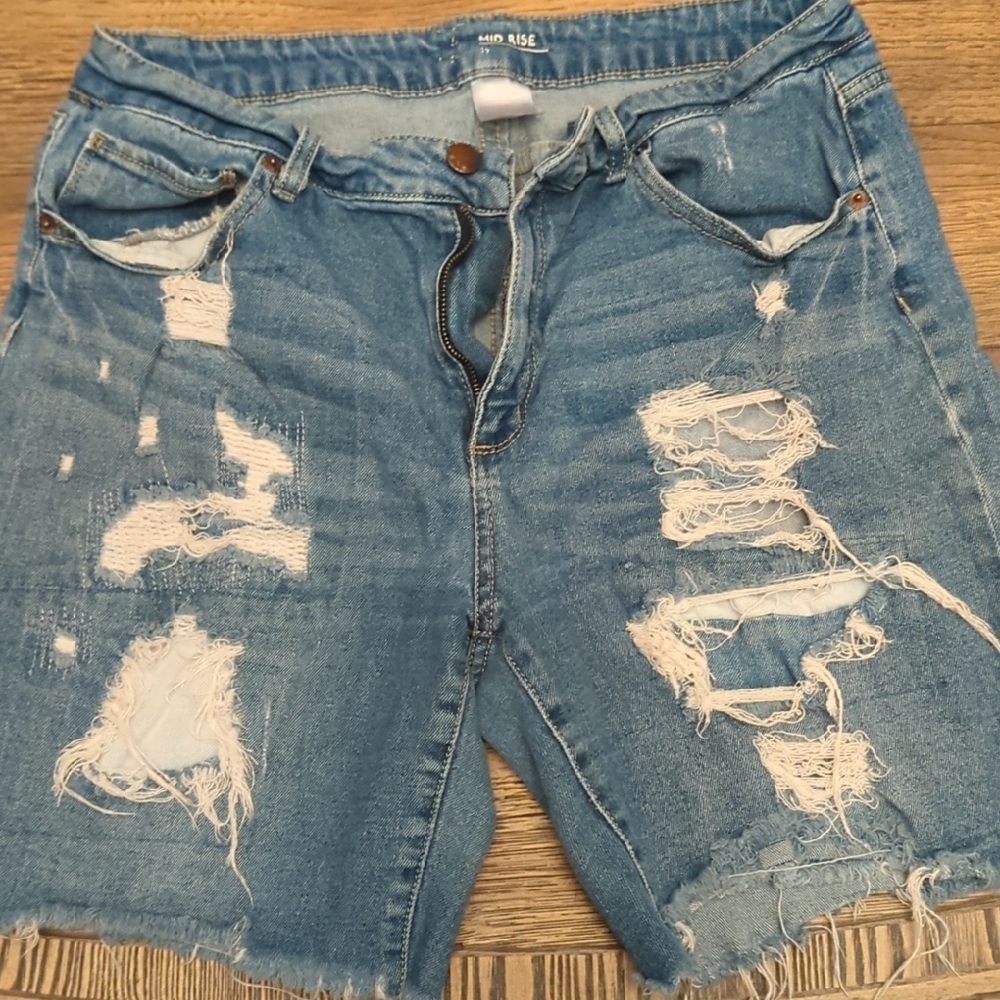 Distressed Denim Shorts